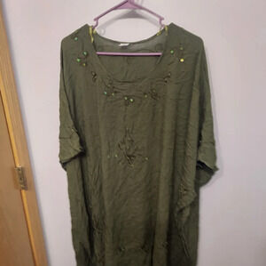 Island Planet OS green sparkle swim cover up flowy kimono flowy plus